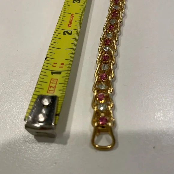 Faux Diamond And Tourmaline Gold Bracelet Costume jewelry. - Picture 4 of 9